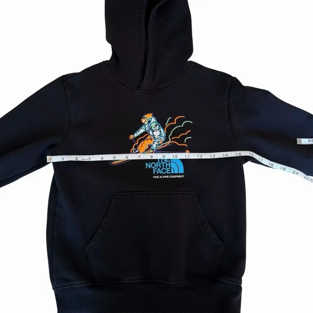 The North Face Boys' Camp Fleece Pullover Hoodie, Ski Graphic Black Size Med 10